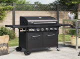 Gas BBQ Grill with 7 Burners Black Powder-coated Steel 3214254