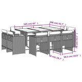 11 Piece Garden Dining Set with Cushions Black Poly Rattan 3211206