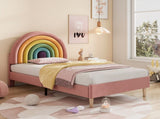 Upholstered bed 90*190, withted frame and headboard, youth bed, for adults & teenagers, wooden WF311460AAR