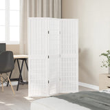 Room Divider 3 Panels White Solid Wood Paulownia 358781