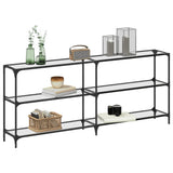 Console Table with Transparent Glass Top 194.5x30x81 cm Steel 846034