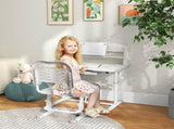 Height Adjustable Kids Study Table and Chair Set, with Drawer, Storage Shelf, 80 x 54.5 x 104 cm, T3398P379038