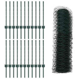 Welded Wire Fence 50 x 0.6 m PVC-Coated Steel Green 3336747