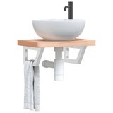 Basin Shelf Wall Mounted Steel and Solid Wood Beech 3302326
