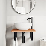 Basin Shelf Wall Mounted Steel and Solid Wood Beech 3302427