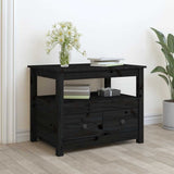 Coffee Table Black 71x49x55 cm Solid Wood Pine 820940