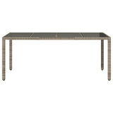Garden Table Grey PE rattan, powder-coated steel, tempered glass 365594