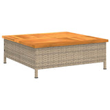 Garden Table Beige 70x70x25 cm Rattan and Acacia Wood 3281631