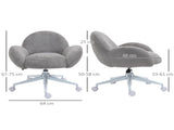Makeup Vanity Chair, Cute Fluffy Desk Chair with Rolling Wheels for Bedroom Living Room, Grey T3398P378122