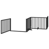 Dog Gate with Door Foldable 6 Panels Black 480 cm Poplar Wood 3155569
