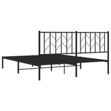 Metal Bed Frame without Mattress with Headboard Black 160x200cm 374440