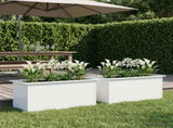 Garden Planter with LED 2 pcs White 40 x 80 x 40 cm Steel 8008157