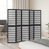 ZNTS Room Divider 5 Panels Black Solid Wood Paulownia 358773