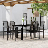Dining Set Black Powder-coated steel Large Durable Dining Set 3099206