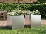 Garden Planter 2 pcs Silver 40 x 40 x 75 cm Galvanised Steel 8005383