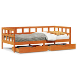 Daybed with Drawers without Mattress Wax Brown 90x200 cm Solid Wood 3302089