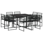 ZNTS 9 Piece Garden Dining Set Black Poly Rattan 3295038