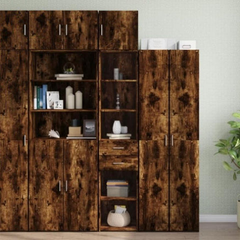 Slim Storage Cabinet Smoked Oak 40x42.5x225 cm Engineered Wood 3281284