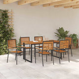 Garden Dining Set 7 pcs Black Solid Acacia Wood 3365460