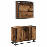 Bathroom Furniture Set with Door 2 pcs Old Wood Engineered Wood 3402357