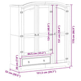 Wardrobe Corona 151.5x52x170 cm Solid Wood Pine 4005663