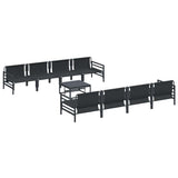 Garden Sofa Set with Cushion 9 pcs Black Steel 3378958