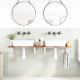 Basin Shelf Wall Mounted Steel and Solid Wood Acacia 3302734