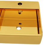 Wash Basin with Overflow 41x41x15 cm Ceramic Gold 143478
