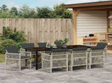 Garden Dining Set 9 pcs Light Grey Poly Rattan 3380640