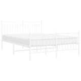 Metal Bed Frame without Mattress with Footboard White 140x200cm 373759