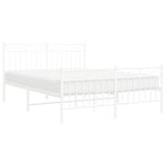 ZNTS Metal Bed Frame without Mattress with Footboard White 140x190cm 373758