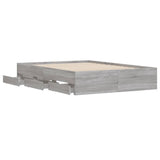 ZNTS Bed Frame with Drawers without Mattress Grey Sonoma 135x190 cm Double 3207313