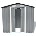 ZNTS Garden Storage Shed Grey Metal 204x132x186 cm 42983