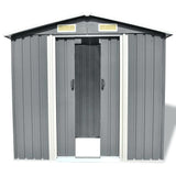ZNTS Garden Storage Shed Grey Metal 204x132x186 cm 42983
