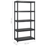 Storage Shelf 5-Tier Black 255x40x185 cm Plastic 3059857