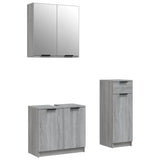 3 Piece Bathroom Cabinet Set Grey Sonoma Engineered Wood 3115874