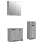 ZNTS 3 Piece Bathroom Cabinet Set Grey Sonoma Engineered Wood 3115874