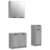 ZNTS 3 Piece Bathroom Cabinet Set Grey Sonoma Engineered Wood 3115874