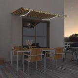 Manual Retractable Awning with LED 350x250 cm Yellow and White 3068883