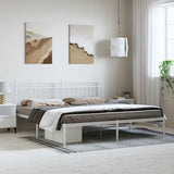 Metal Bed Frame without Mattress with Headboard White 183x213cm 373745
