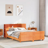 ZNTS Bed Frame without Mattress Wax Brown 140x190 cm Solid Wood Pine 3323775