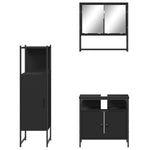 ZNTS 3 Piece Bathroom Furniture Set Black Engineered Wood 3214695