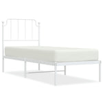 Metal Bed Frame without Mattress with Headboard White 80x200cm 373927