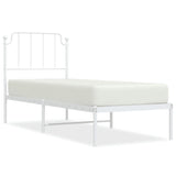 Metal Bed Frame without Mattress with Headboard White 80x200cm 373927