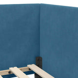 Corner Bed Frame with Headboard Blue 100 cm x 200 cm Velvet 42016655