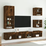 5 Piece TV Wall Units with LED Smoked Oak Engineered Wood 3216679