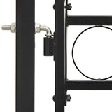 Fence Gate Double Door with Arched Top Steel 400x125 cm Black 143093