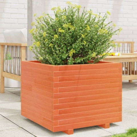 ZNTS Garden Planter Wax Brown 60x60x49.5 cm Solid Wood Pine 3282521