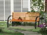 Wooden Garden Bench Park Bench 2 Seater Love Chair Outdoor Patio Porch Furniture w/ Sturdy Metal T3398P313596