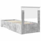 Bed Frame Concrete Grey and Silver 70 x 190 cm Engineered Wood 3410961